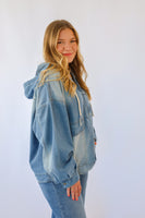 Easel Stone Washed Denim Pullover