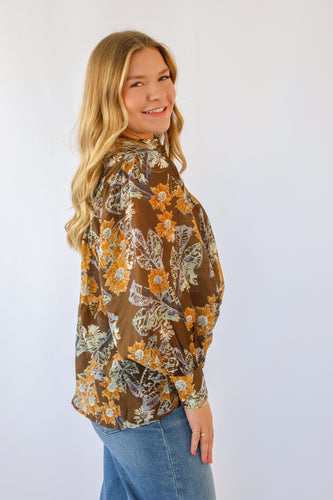 ee:some Floral Printed Button Down Shirt Top