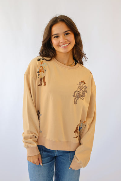 Western Motif Embroidered Graphic Sweatshirt