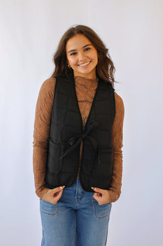 Black/Leopard Printed Quilt Vest
