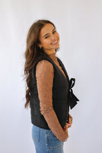 Black/Leopard Printed Quilt Vest