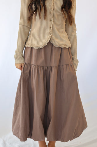 Easel Balloon Hem Parachute Midi Skirt