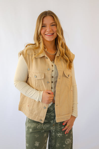 Urban Daisy Western Sunset Embroidered Denim Vest