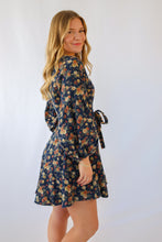 Floral Print Balloon Sleeve Denim Dress