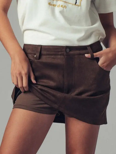 The Danica Faux Suede Skirt in Black