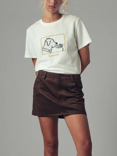 The Danica Faux Suede Skirt in Black