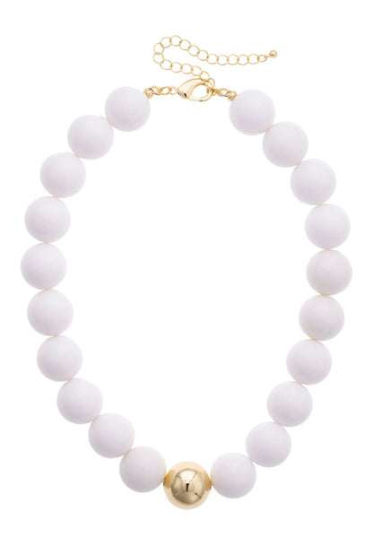 White Game Day Gum Ball Necklace
