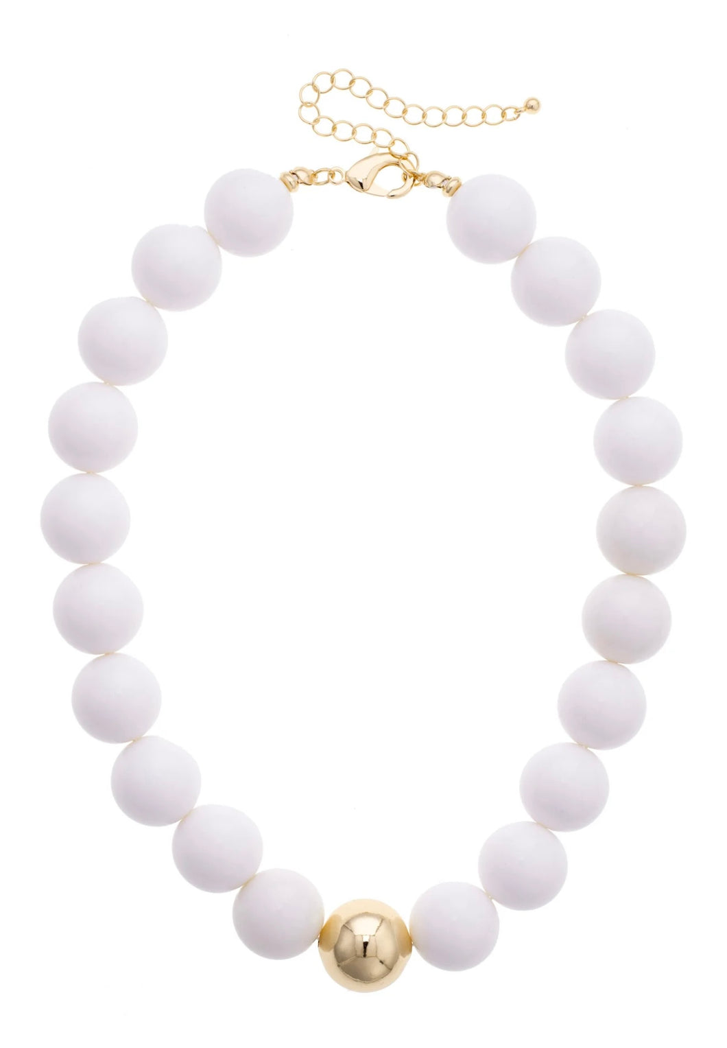 White Game Day Gum Ball Necklace