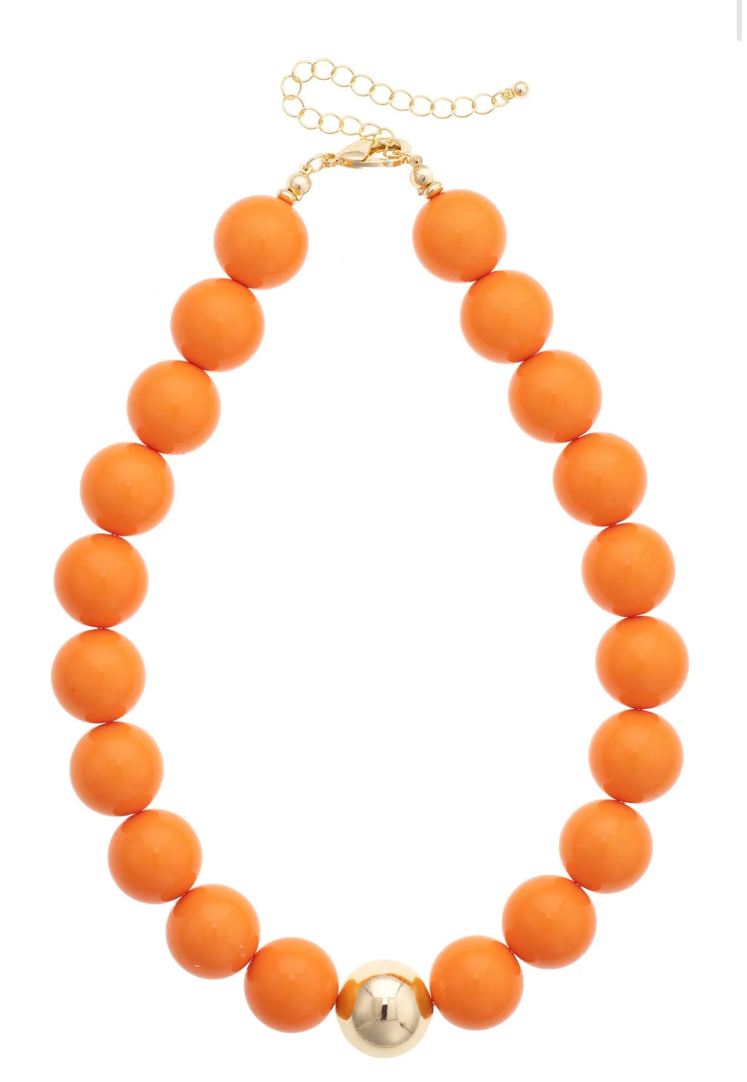 Orange Game Day Gum Ball Necklace