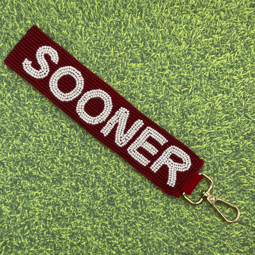 Boomer Sooner Beaded Keychain