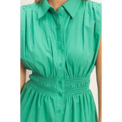 HYFVE Button Up Dress in Green