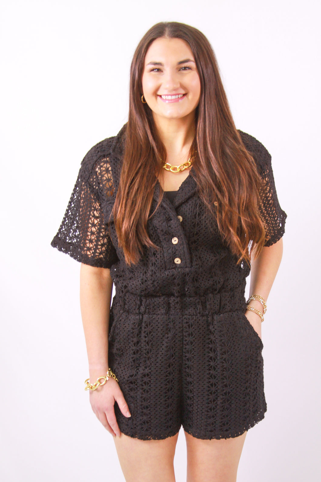 Strut Your Style Crochet Romper Small