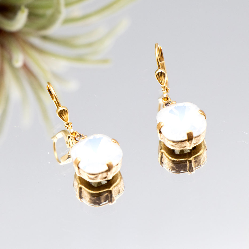 La Vie Parisienne White Opal Dangle Earrings Gold