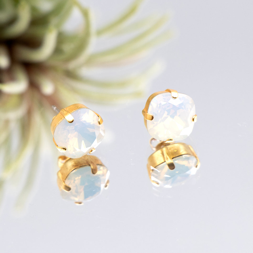 La Vie Parisienne White Opal Stud Earrings Gold
