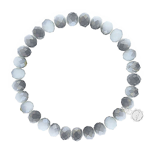 Lizas Clarksville 8mm Crystal Bracelet- Gray Mix