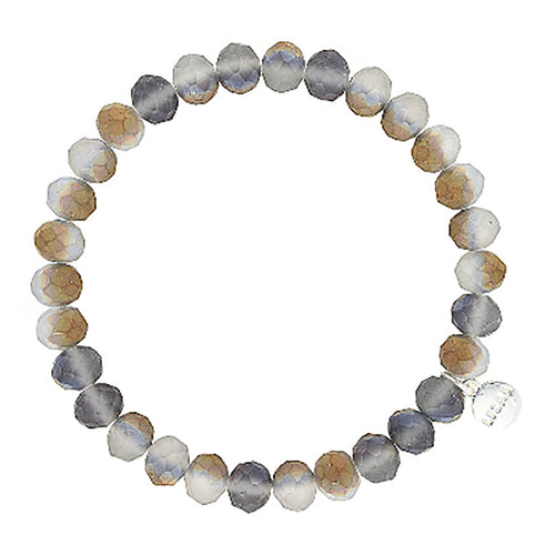 Lizas Clarksville 8mm Crystal Bracelet- Gray-Brown