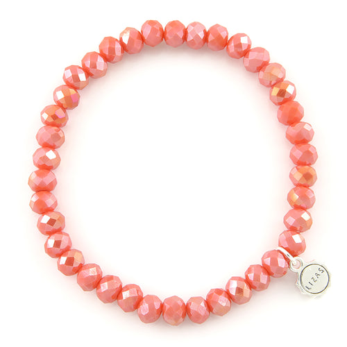 Lizas Nashville 6mm Crystal Bracelet- Coral