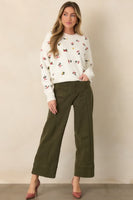 Entro Solid Wide Leg Pants in Olive