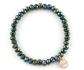 Lizas Clairsville 6mm Round Crystal Bracelet- Turtle Green