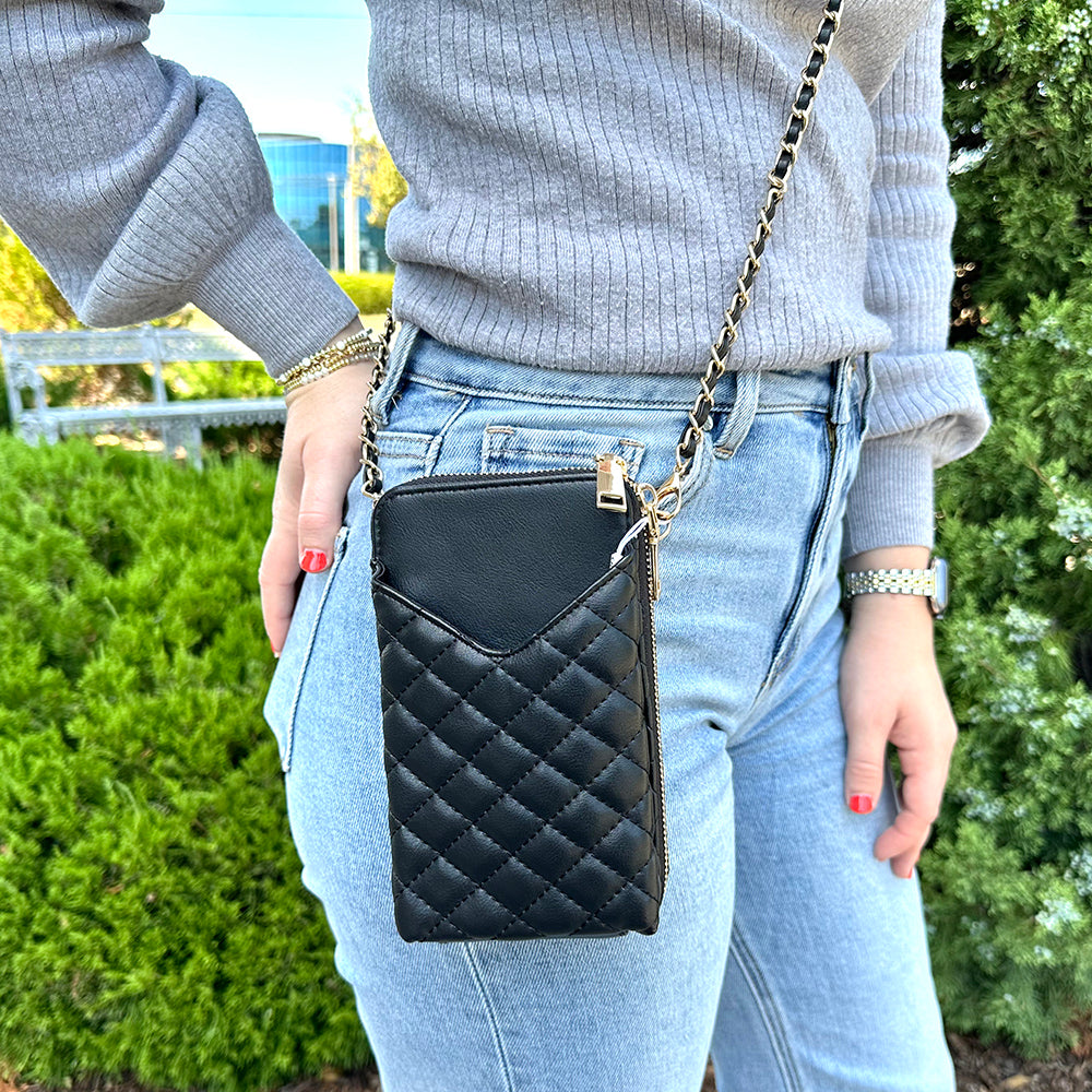 Mya Quilted Cell Phone Bag Black - Main Image