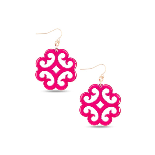 Zenzi Circular Swirl Earrings Hot Pink