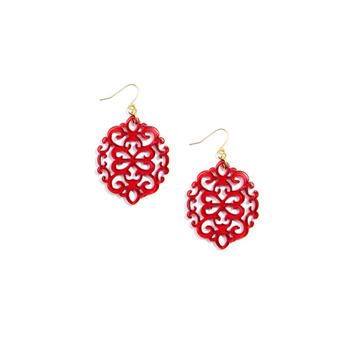 Zenzi Modern Damask Earrings Red
