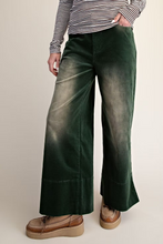 Easel Stretch Baby Corduroy Wide Leg Pants in Forest Green
