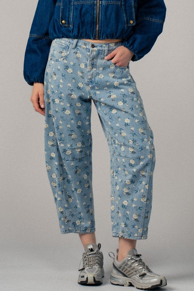Urban Daizy Floral Print Relaxed Fit Denim Pants