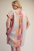 Easel Printed Washed Twill Shirt Dress