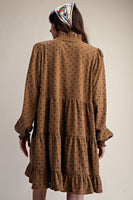 Easel Polka Dot Corduroy Tiered Dress