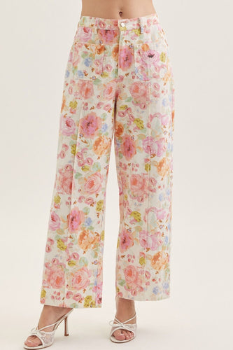Entro Botanical Print Wide Leg Pants