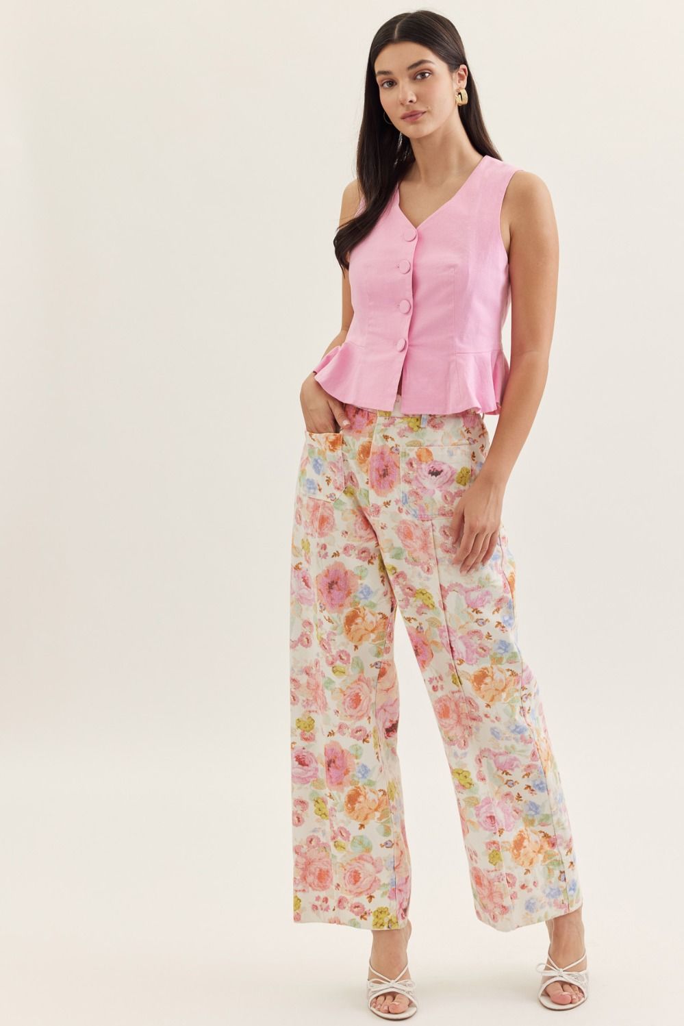 Entro Botanical Print Wide Leg Pants