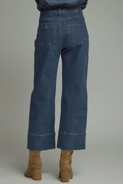 Entro Solid Wide Leg Pants in Dark Denim