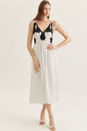 Entro Polka dot sleeveless midi dress