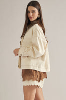 Entro Long Sleeve Jacket with Polka Dot Collar