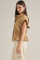 Entro Solid cap sleeve jacket in Camel