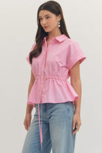 Entro Solid Cap Sleeve Top in Pink