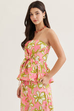 Entro Floral Strapless Peplum Top