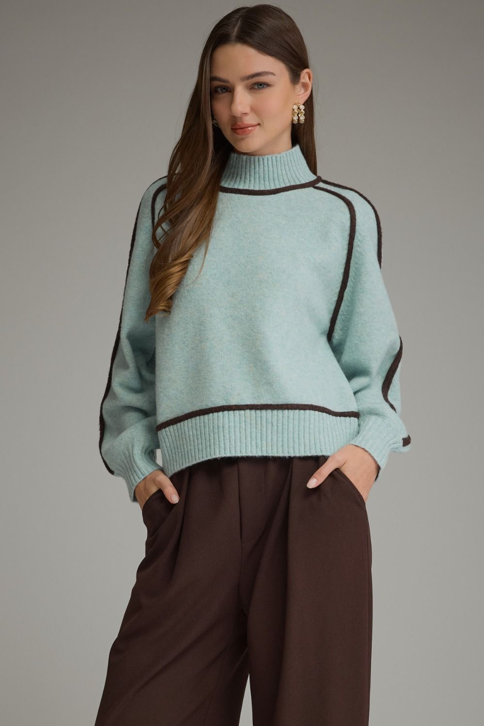 Entro Sweater Top in Light Blue