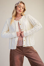 Easel BUTTON DOWN KNITTED SWEATER CARDIGAN IN IVORY