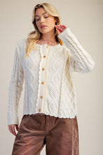Easel BUTTON DOWN KNITTED SWEATER CARDIGAN IN IVORY