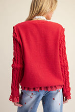 Easel BUTTON DOWN KNITTED SWEATER CARDIGAN IN RED
