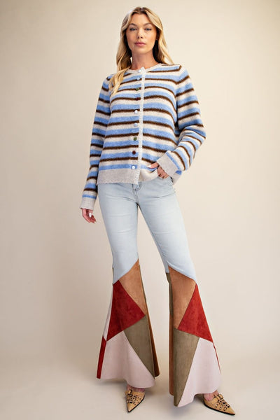 Easel Multi Color Striped Sweater Cardigan