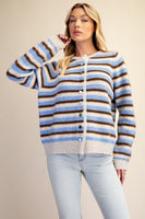 Easel Multi Color Striped Sweater Cardigan