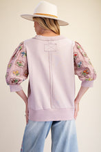Easel Elbow Sleeve Terry Knit Top in Dusty Rose