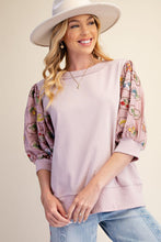 Easel Elbow Sleeve Terry Knit Top in Dusty Rose
