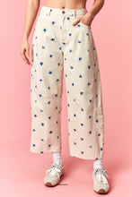 Peach Love Washed Distressed Stars Printed Twill Barrel Pants