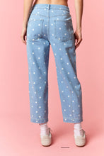 Peach Love Polka Dot Printed Denim Barrel Jeans