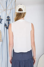 Lace Detail Sleeveless Button Down Top in White