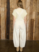 Wide Leg Cropped Overalls in Ecru